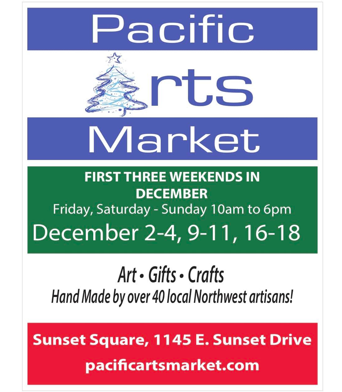 Pacific Arts Market Dec 9-11 10am-6pm